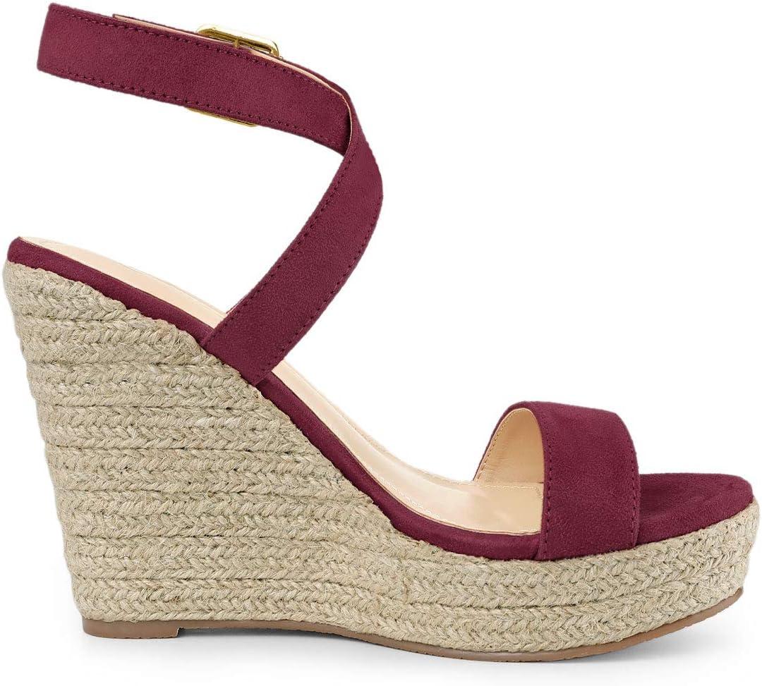 imageAllegra K Womens Slingback Crisscross Espadrille Wedges Heel SandalsBurgundy