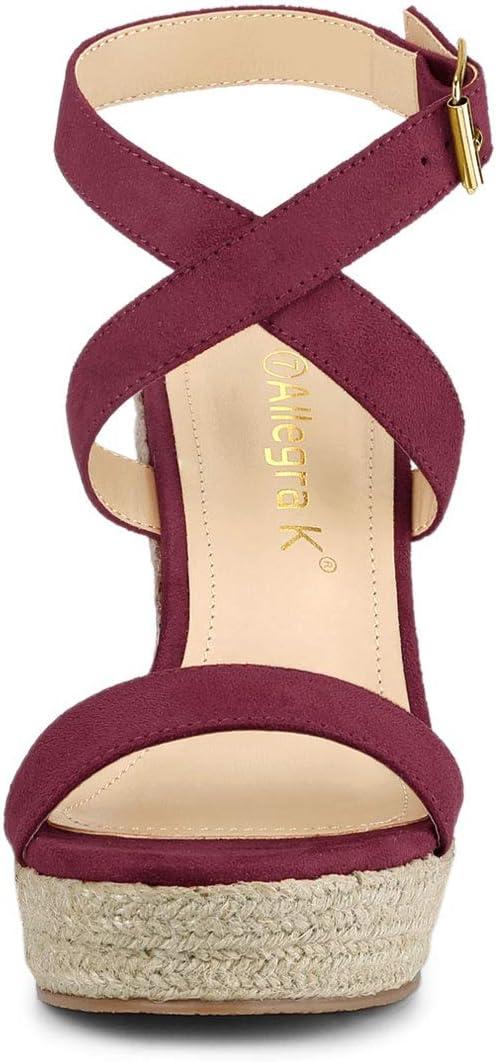 imageAllegra K Womens Slingback Crisscross Espadrille Wedges Heel SandalsBurgundy
