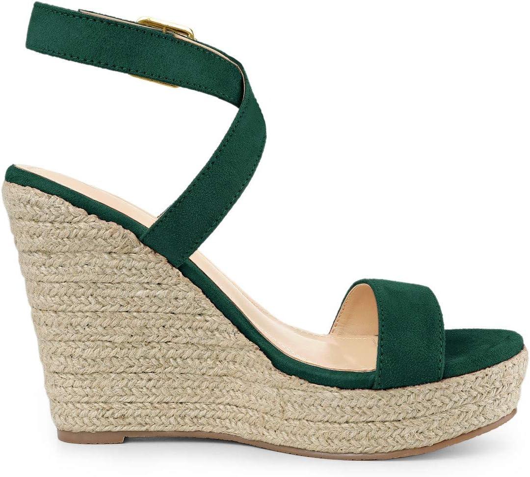 imageAllegra K Womens Slingback Crisscross Espadrille Wedges Heel SandalsGreen