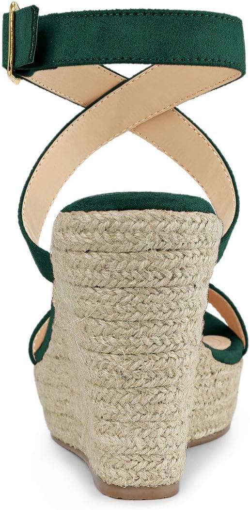 imageAllegra K Womens Slingback Crisscross Espadrille Wedges Heel SandalsGreen