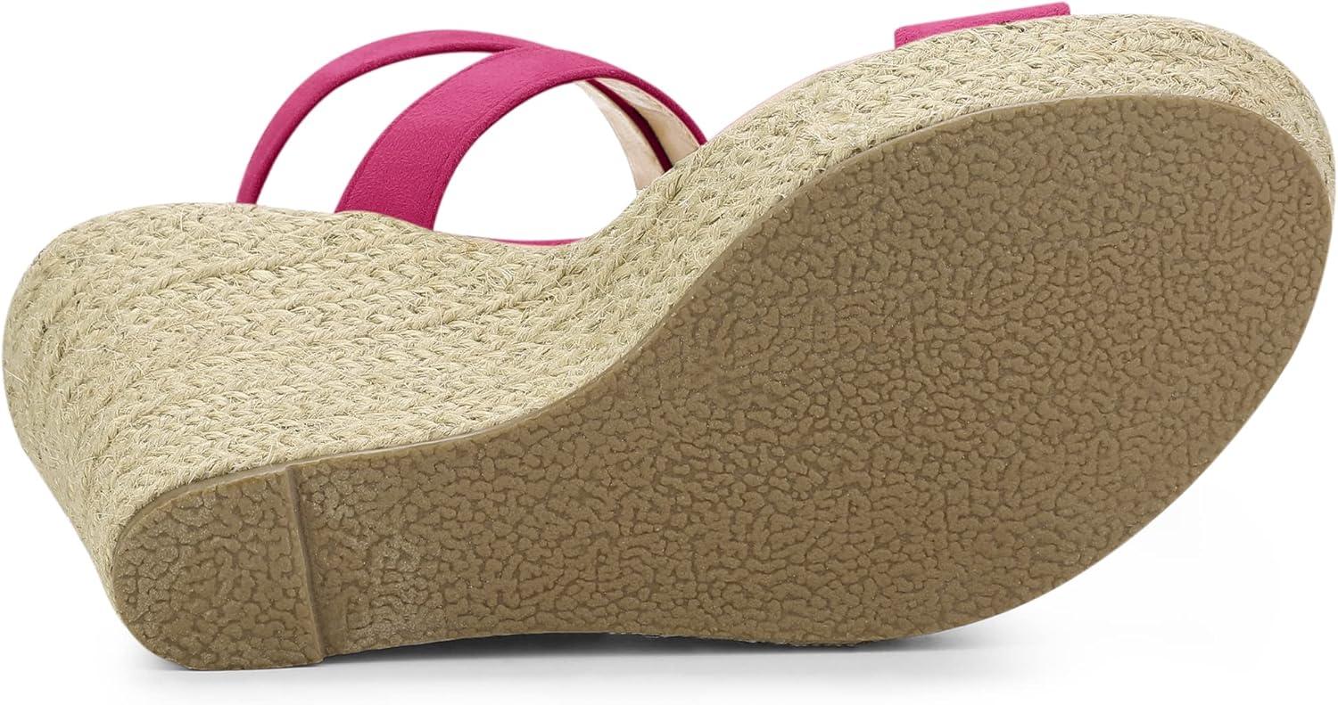 imageAllegra K Womens Slingback Crisscross Espadrille Wedges Heel SandalsHot Pink