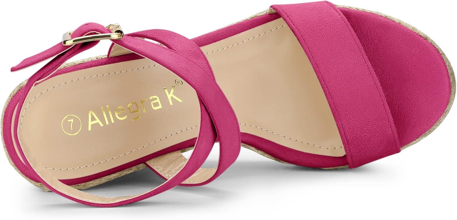 imageAllegra K Womens Slingback Crisscross Espadrille Wedges Heel SandalsHot Pink