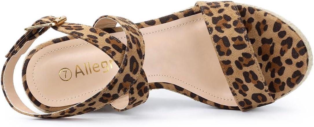 imageAllegra K Womens Slingback Crisscross Espadrille Wedges Heel SandalsLeopard