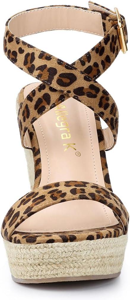 imageAllegra K Womens Slingback Crisscross Espadrille Wedges Heel SandalsLeopard