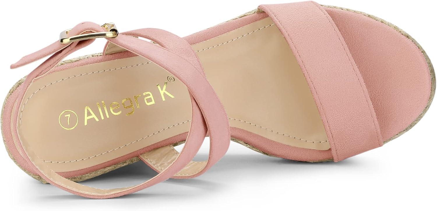 imageAllegra K Womens Slingback Crisscross Espadrille Wedges Heel SandalsPink