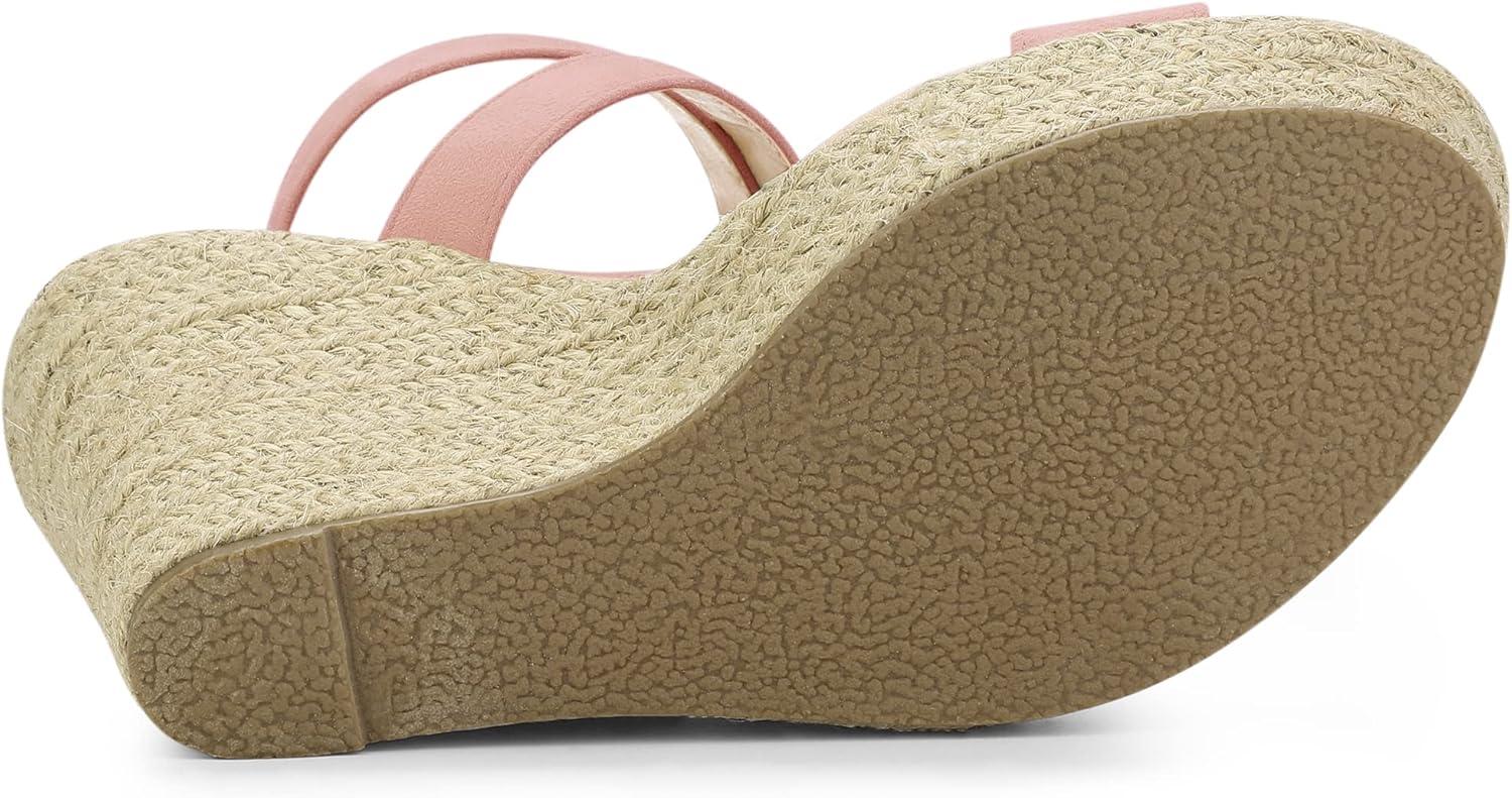 imageAllegra K Womens Slingback Crisscross Espadrille Wedges Heel SandalsPink