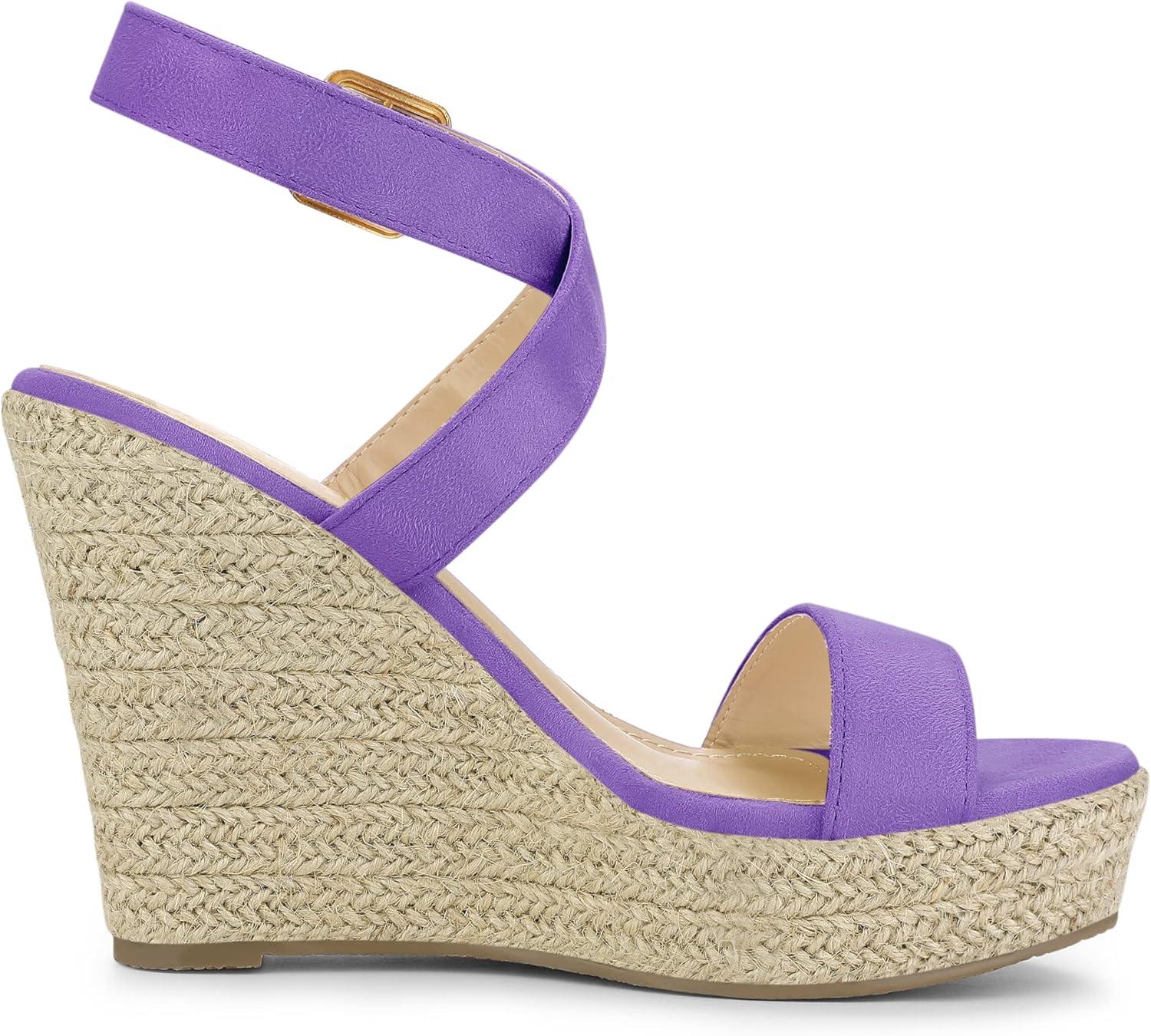 imageAllegra K Womens Slingback Crisscross Espadrille Wedges Heel SandalsPurple