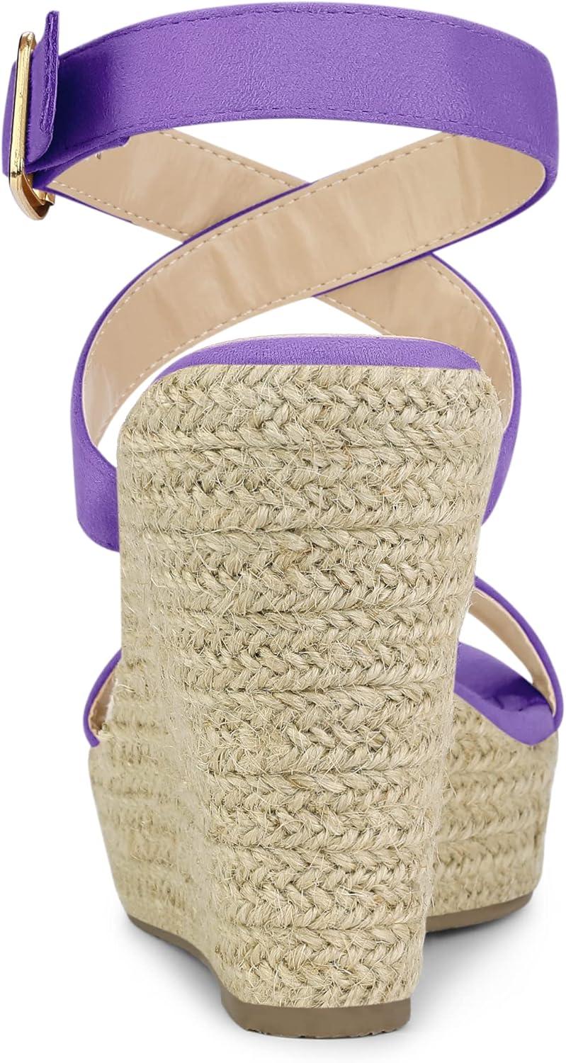 imageAllegra K Womens Slingback Crisscross Espadrille Wedges Heel SandalsPurple