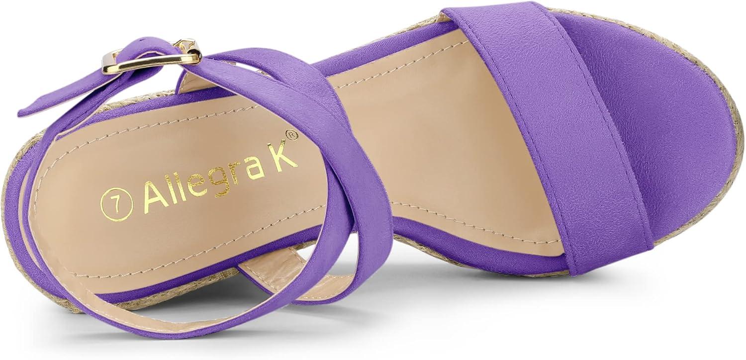 imageAllegra K Womens Slingback Crisscross Espadrille Wedges Heel SandalsPurple