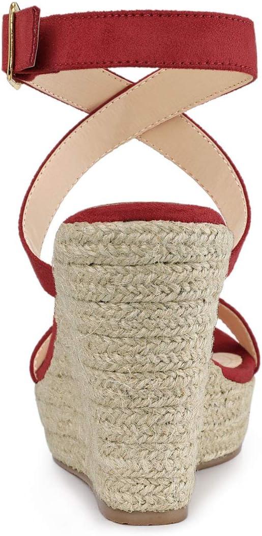 imageAllegra K Womens Slingback Crisscross Espadrille Wedges Heel SandalsRed