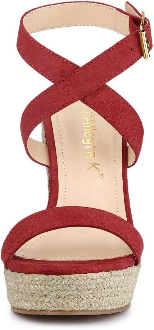 imageAllegra K Womens Slingback Crisscross Espadrille Wedges Heel SandalsRed