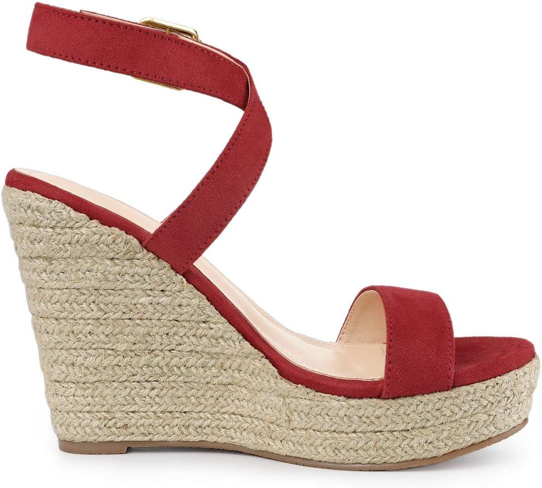 imageAllegra K Womens Slingback Crisscross Espadrille Wedges Heel SandalsRed