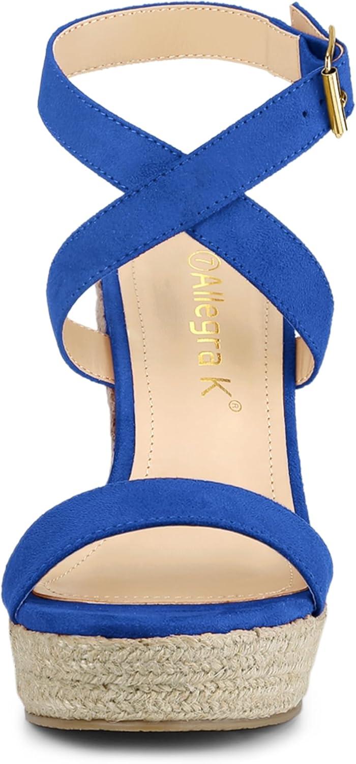 imageAllegra K Womens Slingback Crisscross Espadrille Wedges Heel SandalsRoyal Blue