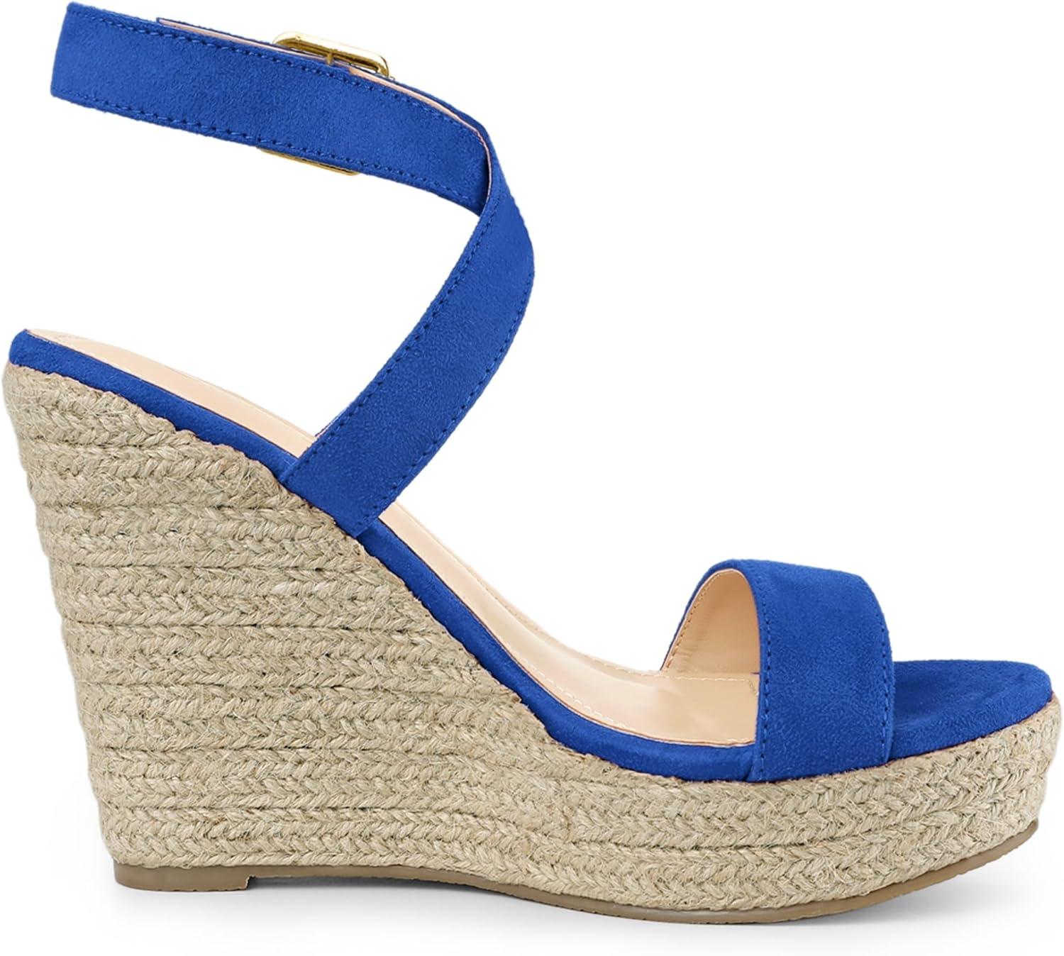 imageAllegra K Womens Slingback Crisscross Espadrille Wedges Heel SandalsRoyal Blue