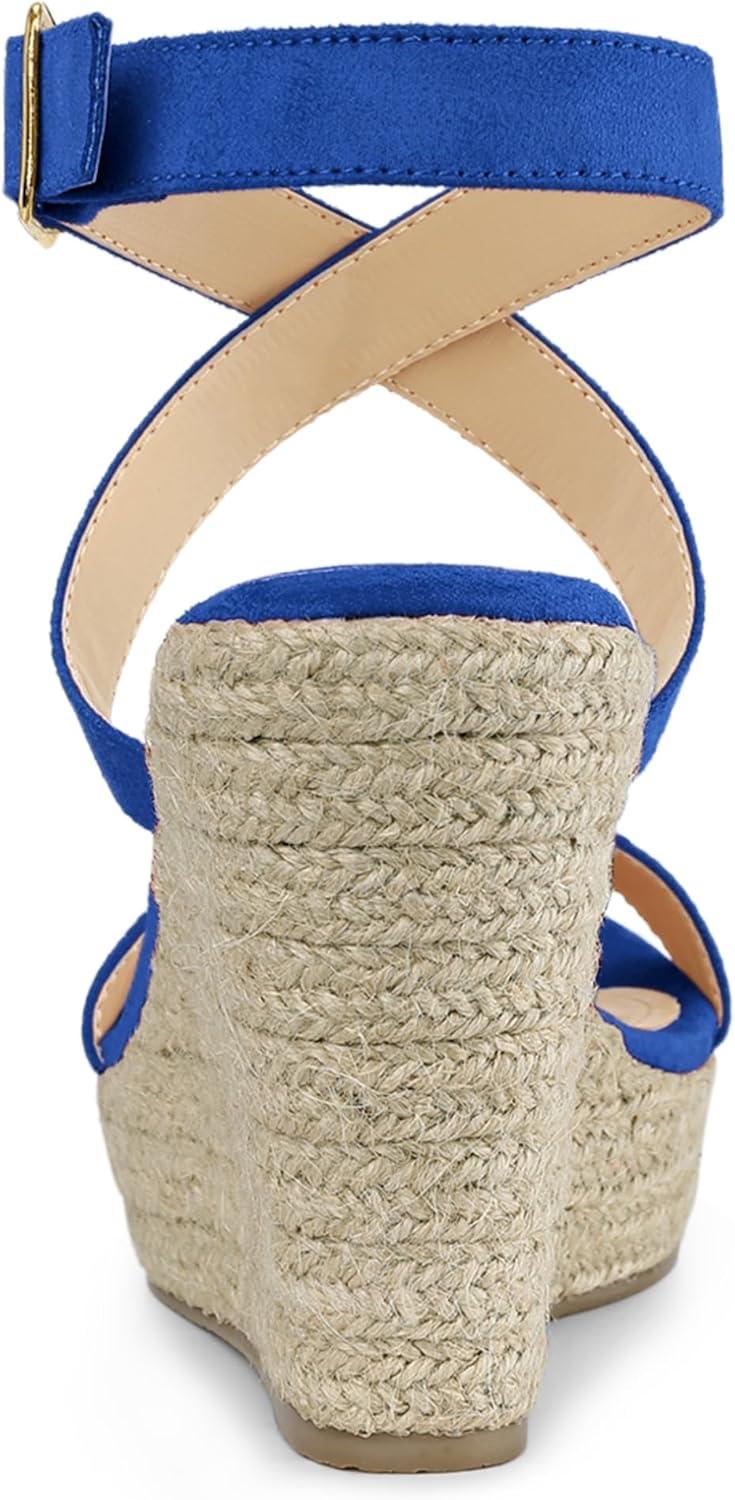 imageAllegra K Womens Slingback Crisscross Espadrille Wedges Heel SandalsRoyal Blue