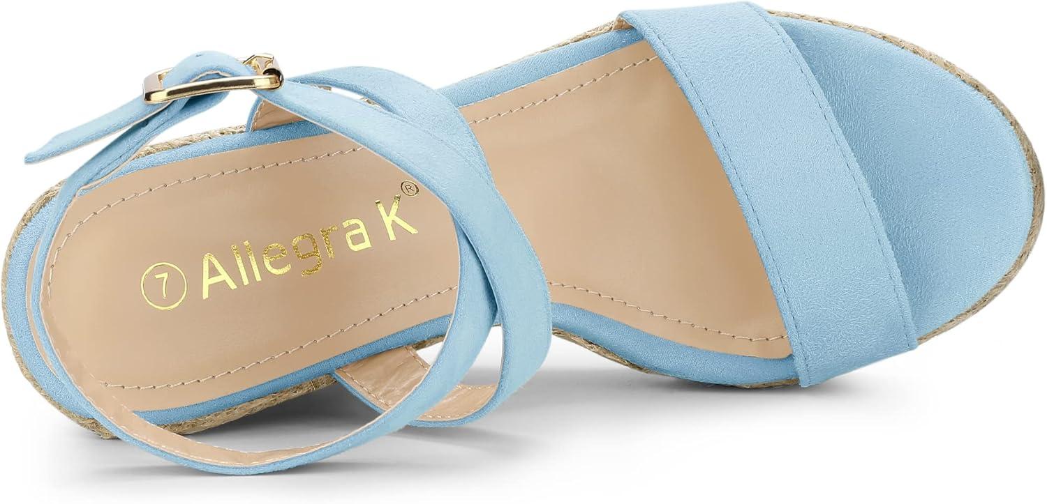 imageAllegra K Womens Slingback Crisscross Espadrille Wedges Heel SandalsSky Blue