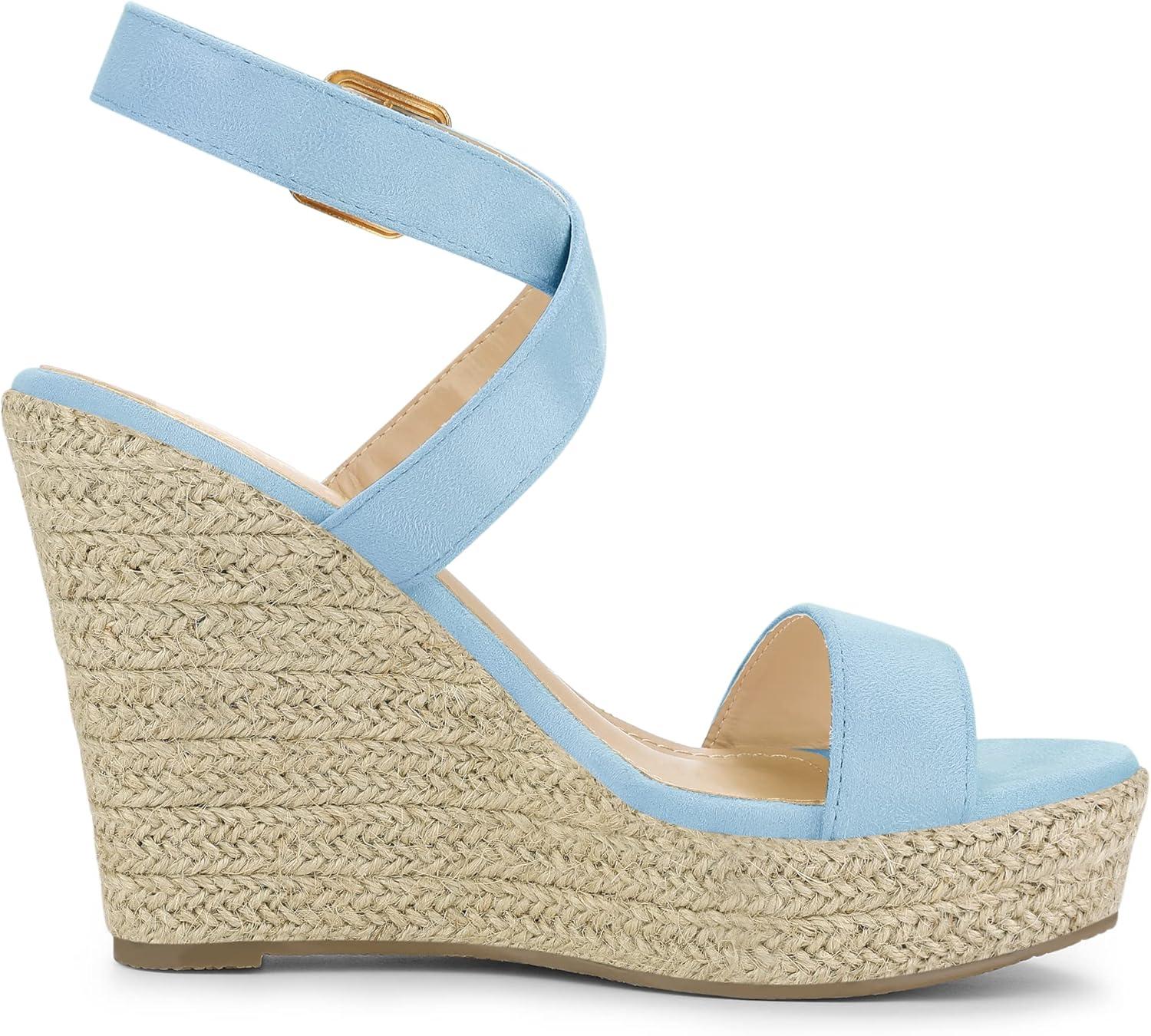 imageAllegra K Womens Slingback Crisscross Espadrille Wedges Heel SandalsSky Blue