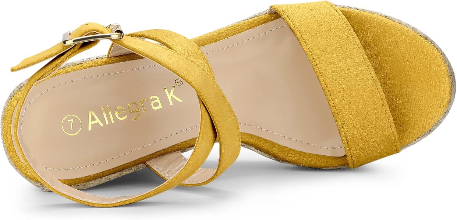 imageAllegra K Womens Slingback Crisscross Espadrille Wedges Heel SandalsYellow