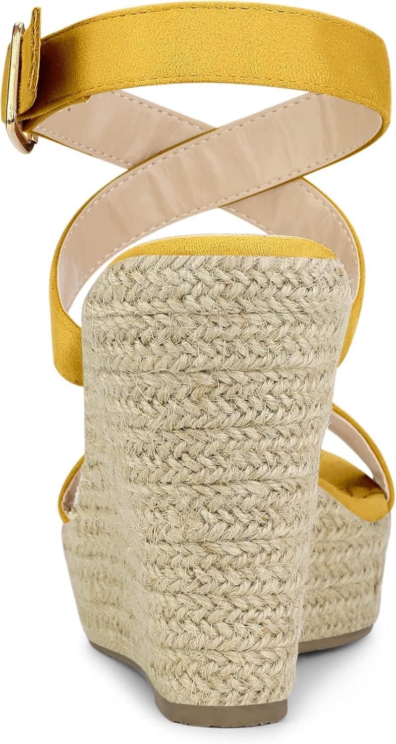 imageAllegra K Womens Slingback Crisscross Espadrille Wedges Heel SandalsYellow