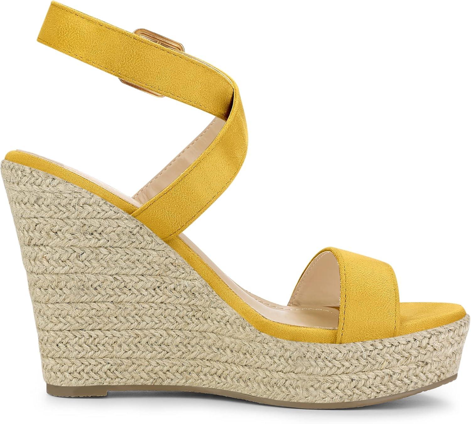imageAllegra K Womens Slingback Crisscross Espadrille Wedges Heel SandalsYellow