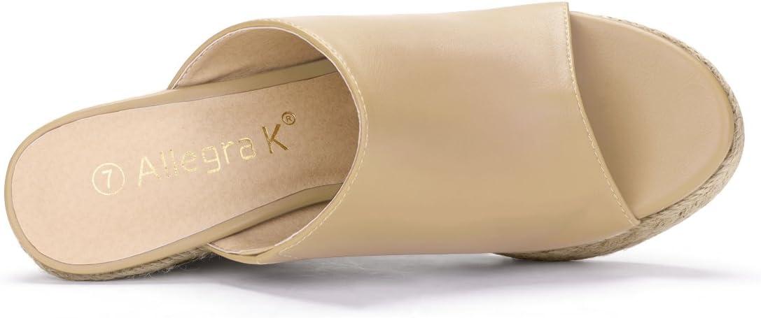 imageAllegra K Womens Slip on Platform Sandals Espadrilles Wedges Slides MulesBeige