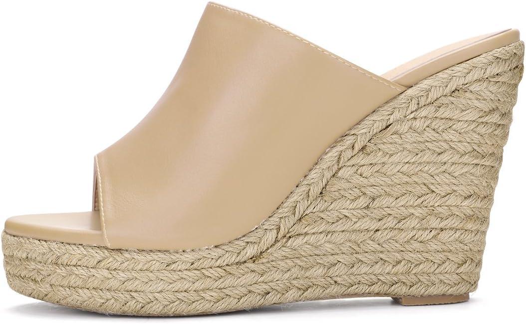 imageAllegra K Womens Slip on Platform Sandals Espadrilles Wedges Slides MulesBeige