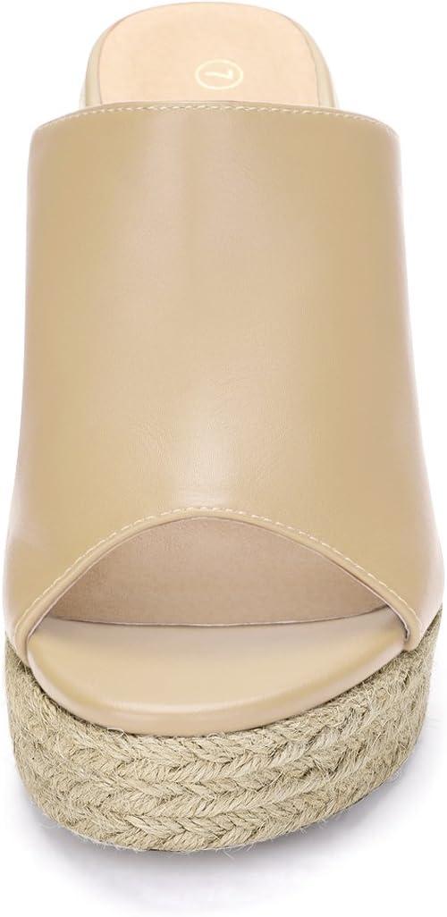 imageAllegra K Womens Slip on Platform Sandals Espadrilles Wedges Slides MulesBeige