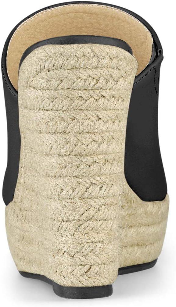 imageAllegra K Womens Slip on Platform Sandals Espadrilles Wedges Slides MulesBlack