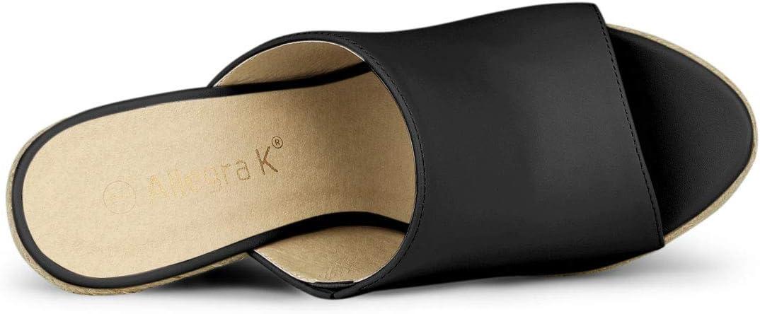 imageAllegra K Womens Slip on Platform Sandals Espadrilles Wedges Slides MulesBlack