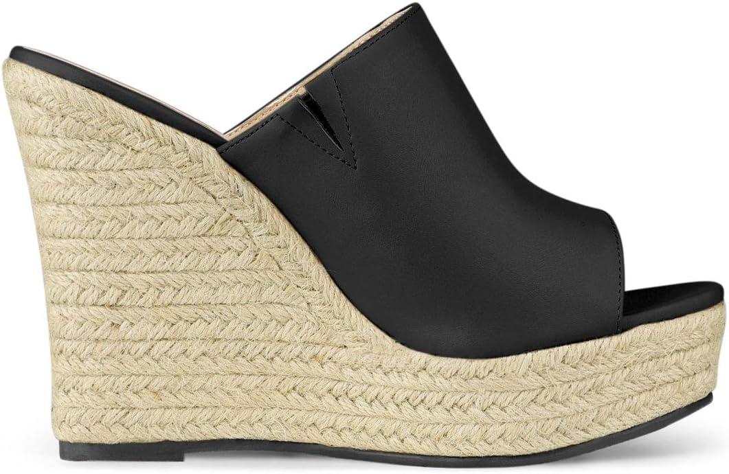 imageAllegra K Womens Slip on Platform Sandals Espadrilles Wedges Slides MulesBlack
