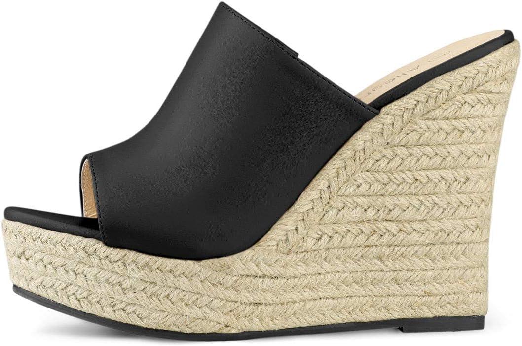 imageAllegra K Womens Slip on Platform Sandals Espadrilles Wedges Slides MulesBlack
