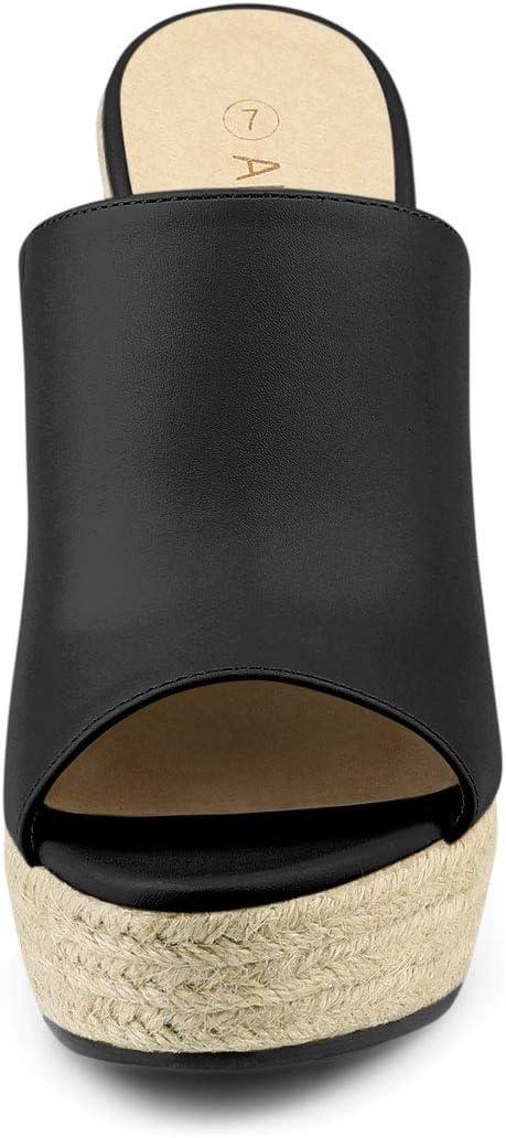 imageAllegra K Womens Slip on Platform Sandals Espadrilles Wedges Slides MulesBlack