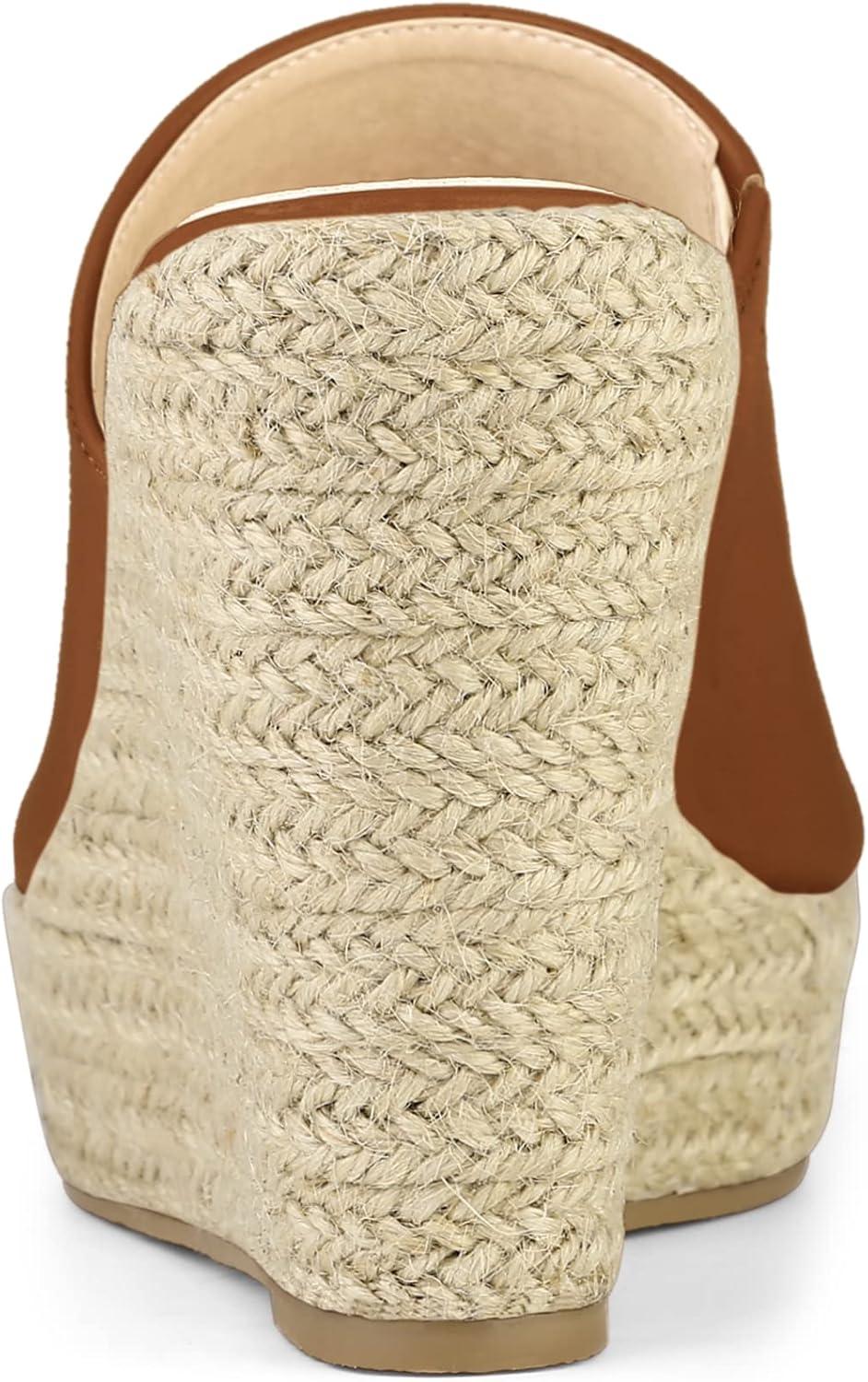imageAllegra K Womens Slip on Platform Sandals Espadrilles Wedges Slides MulesBrown