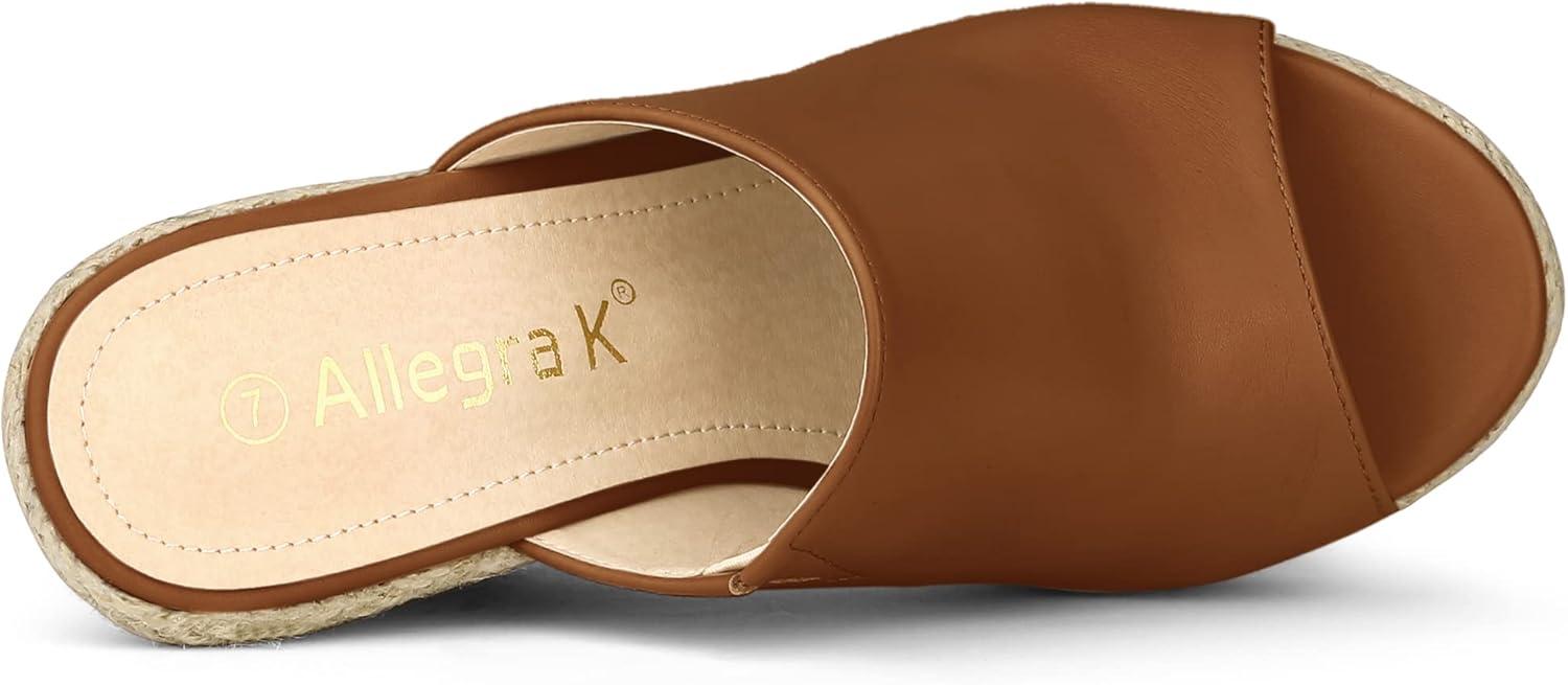 imageAllegra K Womens Slip on Platform Sandals Espadrilles Wedges Slides MulesBrown