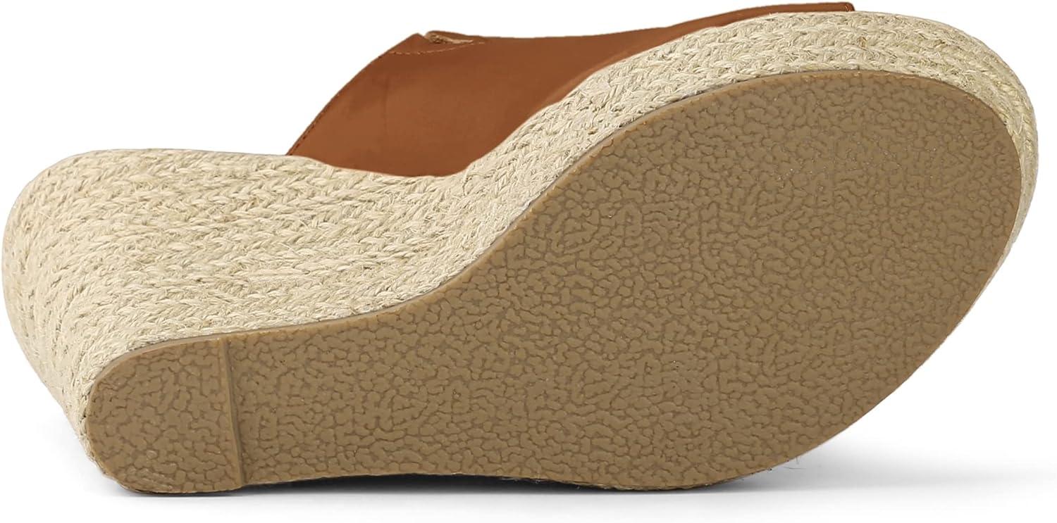 imageAllegra K Womens Slip on Platform Sandals Espadrilles Wedges Slides MulesBrown