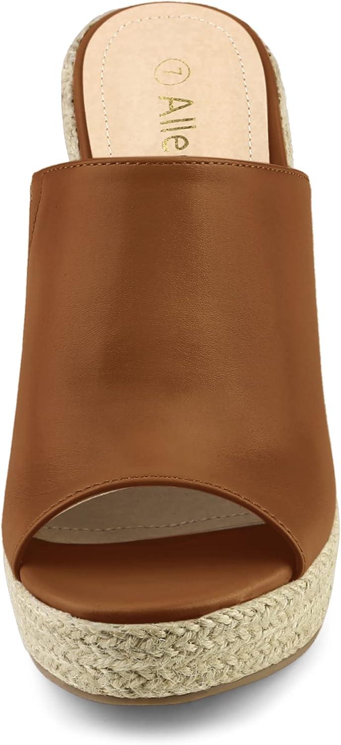 imageAllegra K Womens Slip on Platform Sandals Espadrilles Wedges Slides MulesBrown