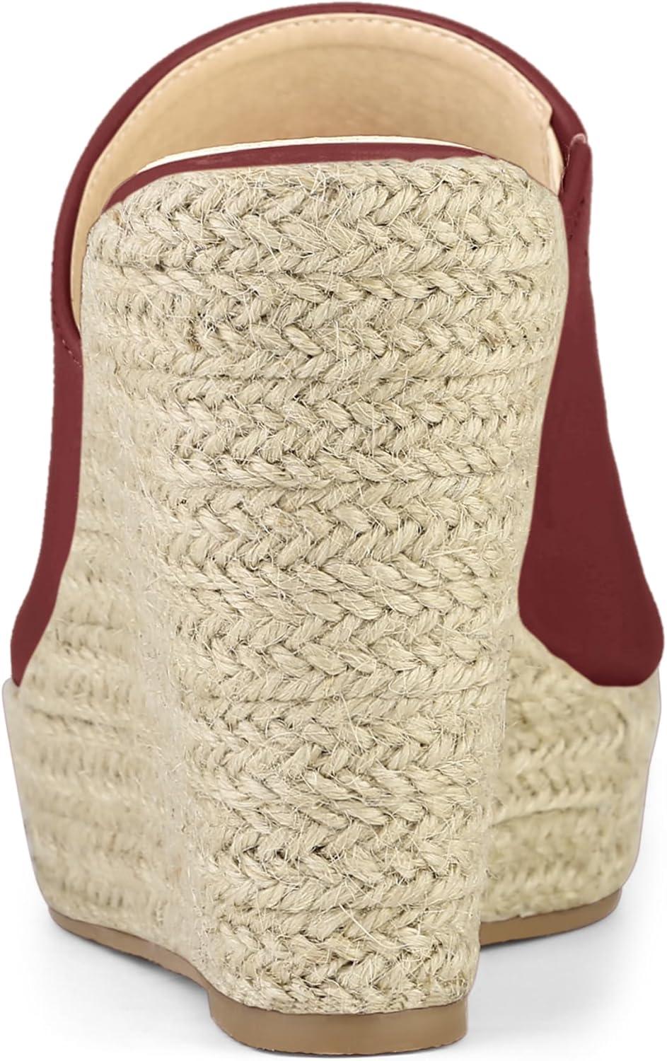 imageAllegra K Womens Slip on Platform Sandals Espadrilles Wedges Slides MulesBurgundy