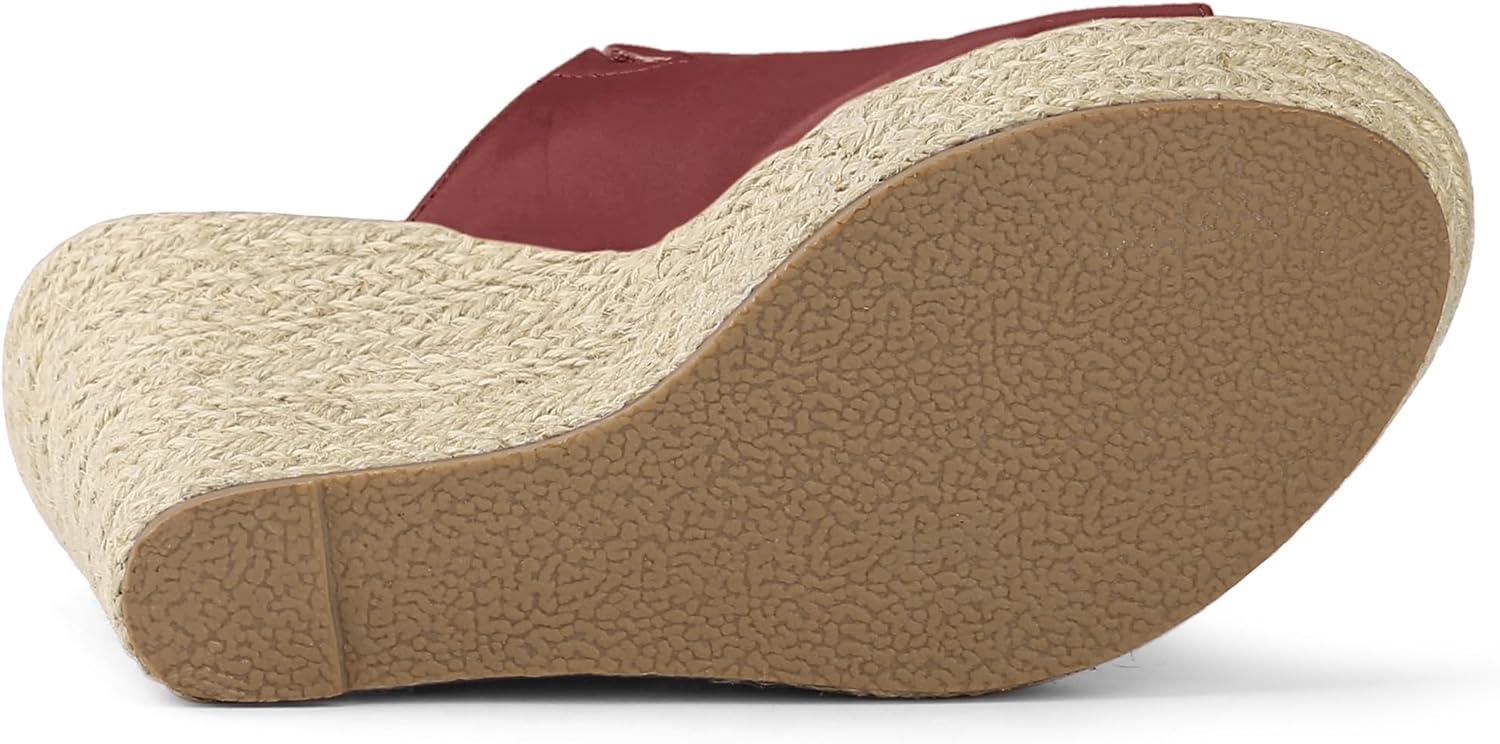 imageAllegra K Womens Slip on Platform Sandals Espadrilles Wedges Slides MulesBurgundy