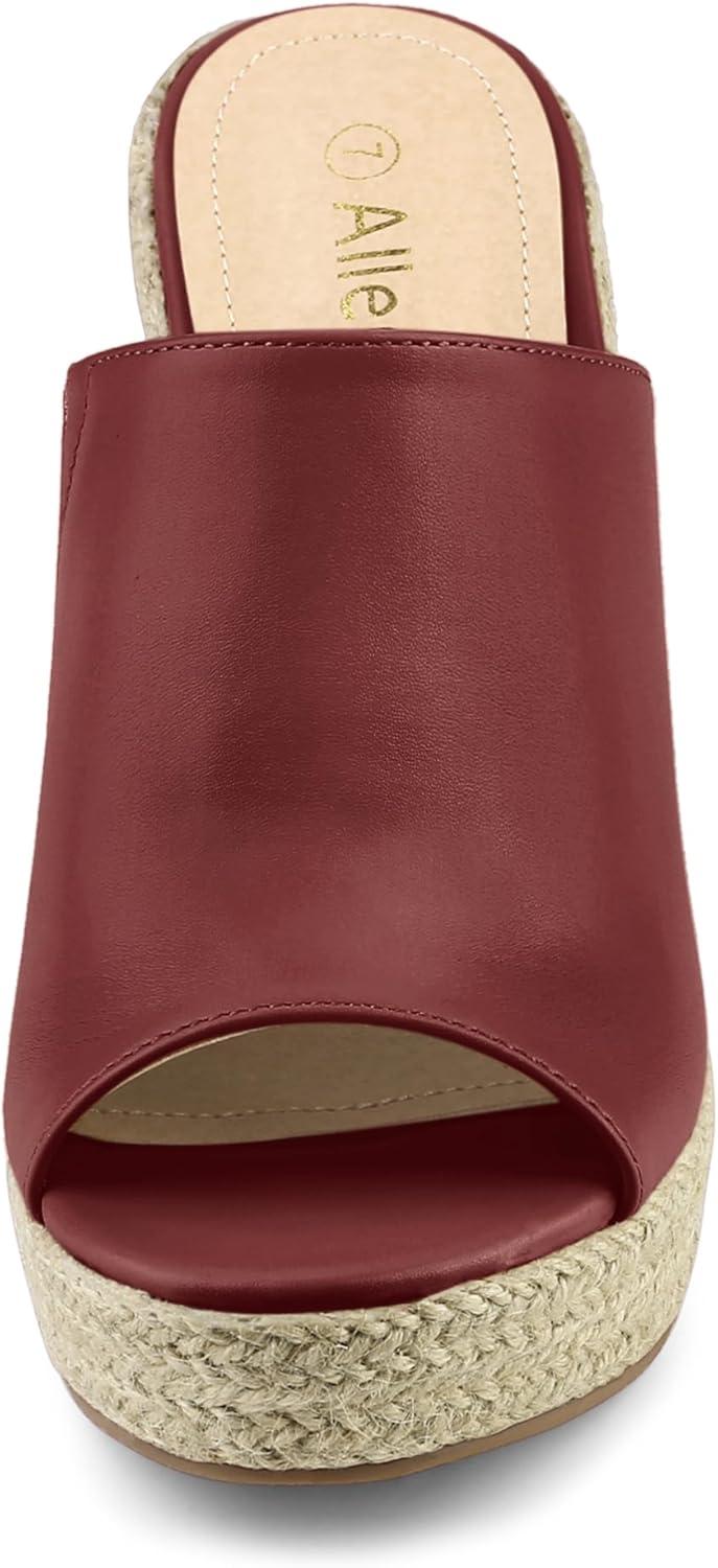 imageAllegra K Womens Slip on Platform Sandals Espadrilles Wedges Slides MulesBurgundy