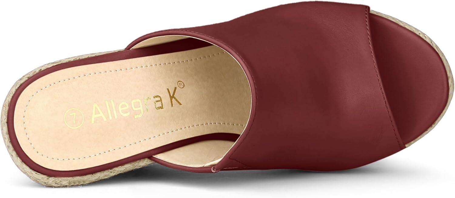imageAllegra K Womens Slip on Platform Sandals Espadrilles Wedges Slides MulesBurgundy