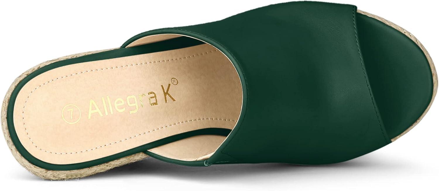 imageAllegra K Womens Slip on Platform Sandals Espadrilles Wedges Slides MulesDark Green