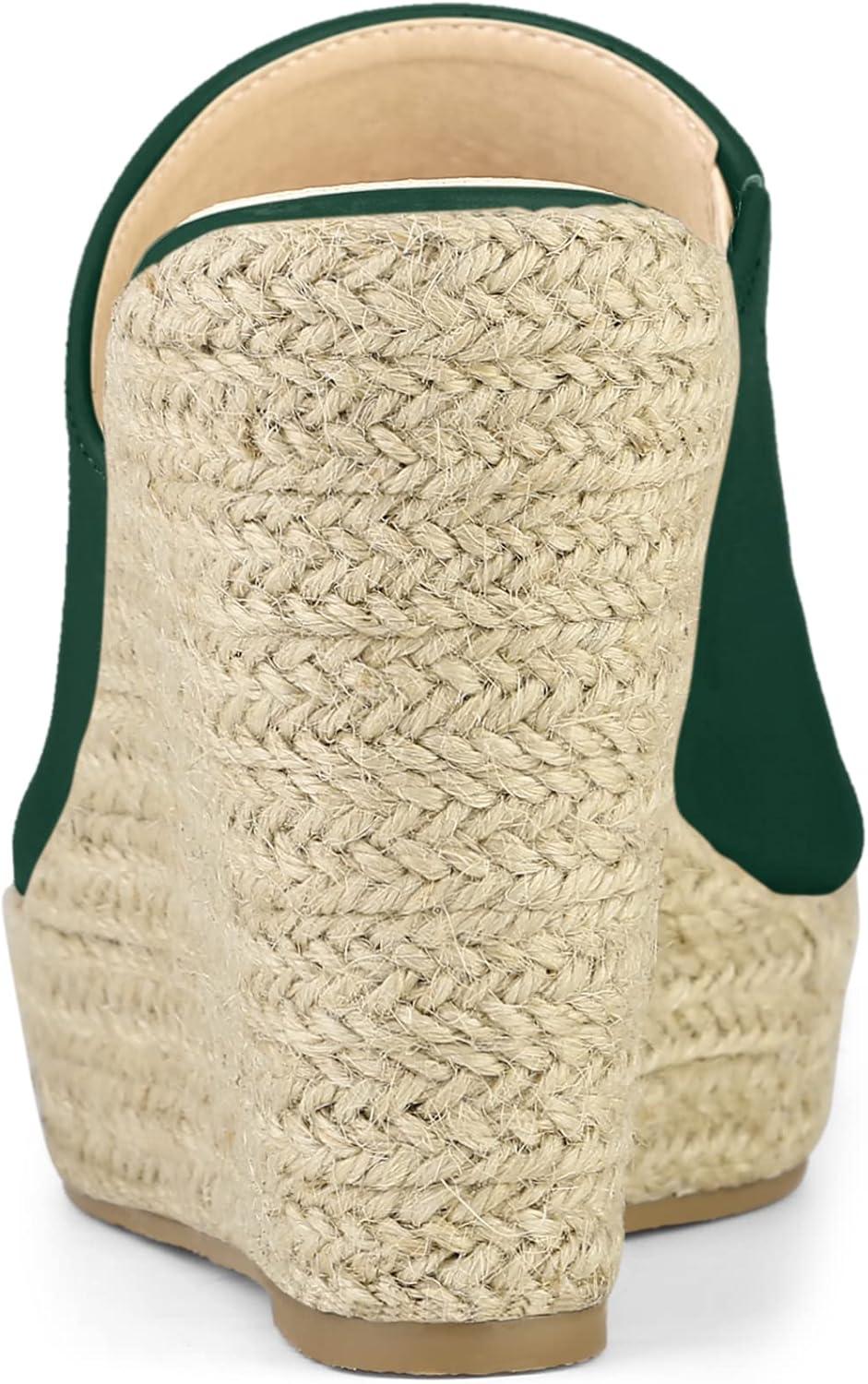 imageAllegra K Womens Slip on Platform Sandals Espadrilles Wedges Slides MulesDark Green