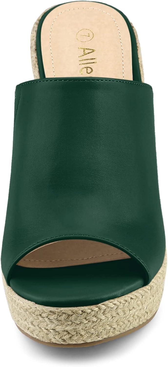 imageAllegra K Womens Slip on Platform Sandals Espadrilles Wedges Slides MulesDark Green