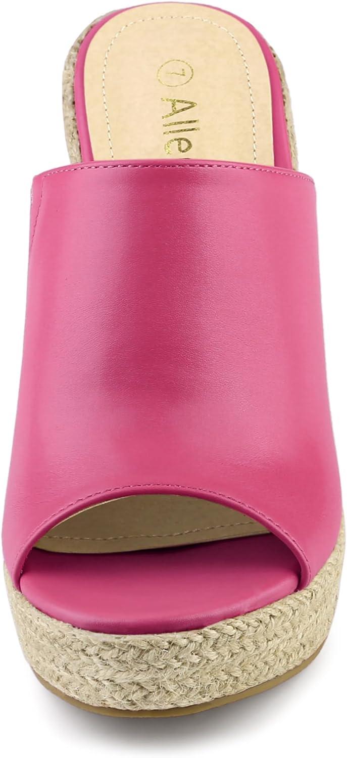 imageAllegra K Womens Slip on Platform Sandals Espadrilles Wedges Slides MulesHot Pink