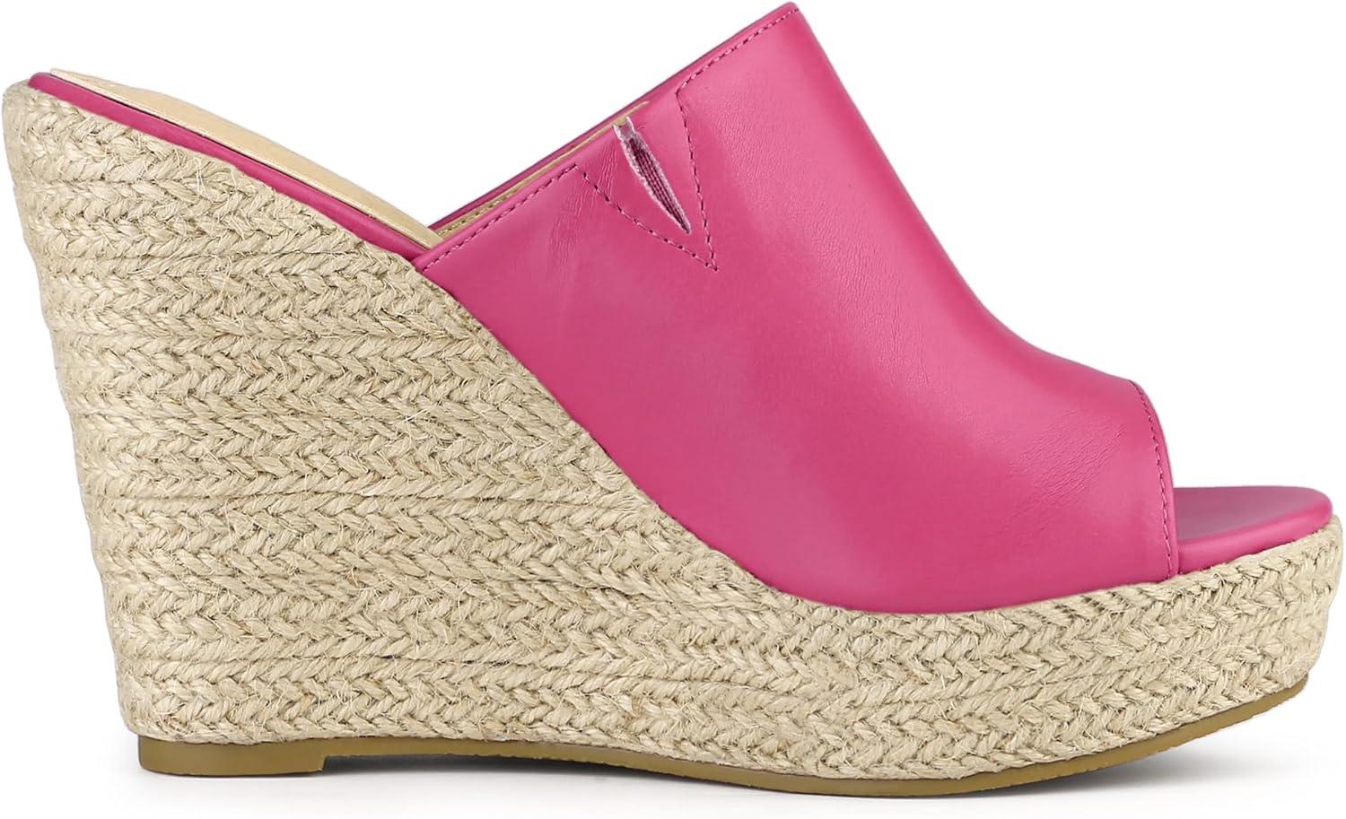 imageAllegra K Womens Slip on Platform Sandals Espadrilles Wedges Slides MulesHot Pink