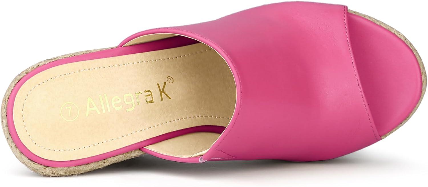 imageAllegra K Womens Slip on Platform Sandals Espadrilles Wedges Slides MulesHot Pink