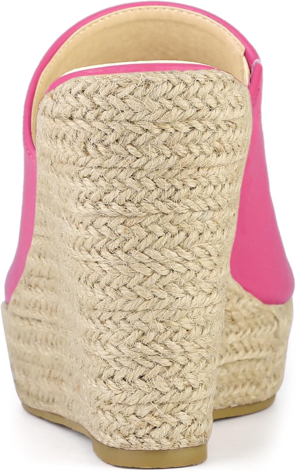 imageAllegra K Womens Slip on Platform Sandals Espadrilles Wedges Slides MulesHot Pink