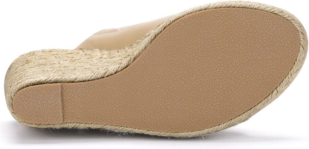 imageAllegra K Womens Slip on Platform Sandals Espadrilles Wedges Slides MulesNude