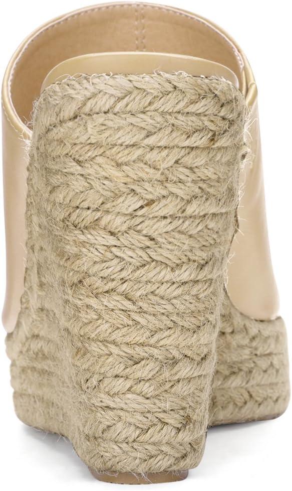imageAllegra K Womens Slip on Platform Sandals Espadrilles Wedges Slides MulesNude