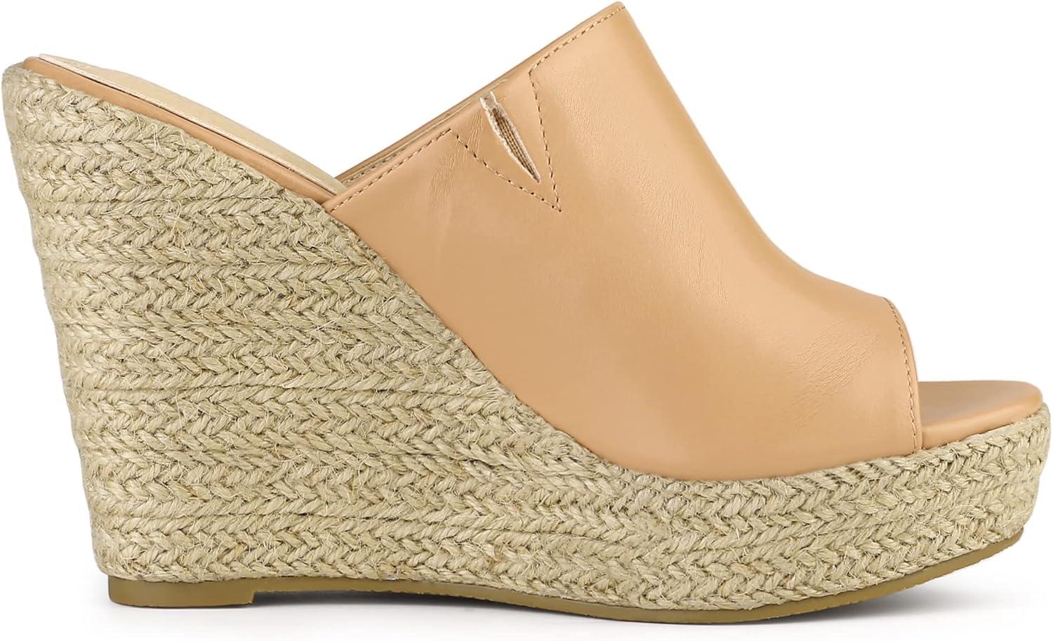 imageAllegra K Womens Slip on Platform Sandals Espadrilles Wedges Slides MulesSepia